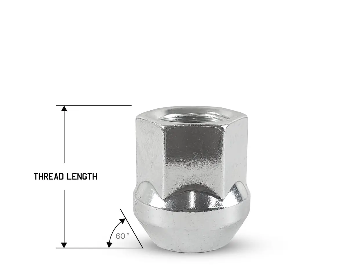 Perfectly Tight 3/4" Hex Open Lug Nut Tapered Bulged Seat 14X1.5 X 25Mm - Chrome Steel - Set Of 20 1