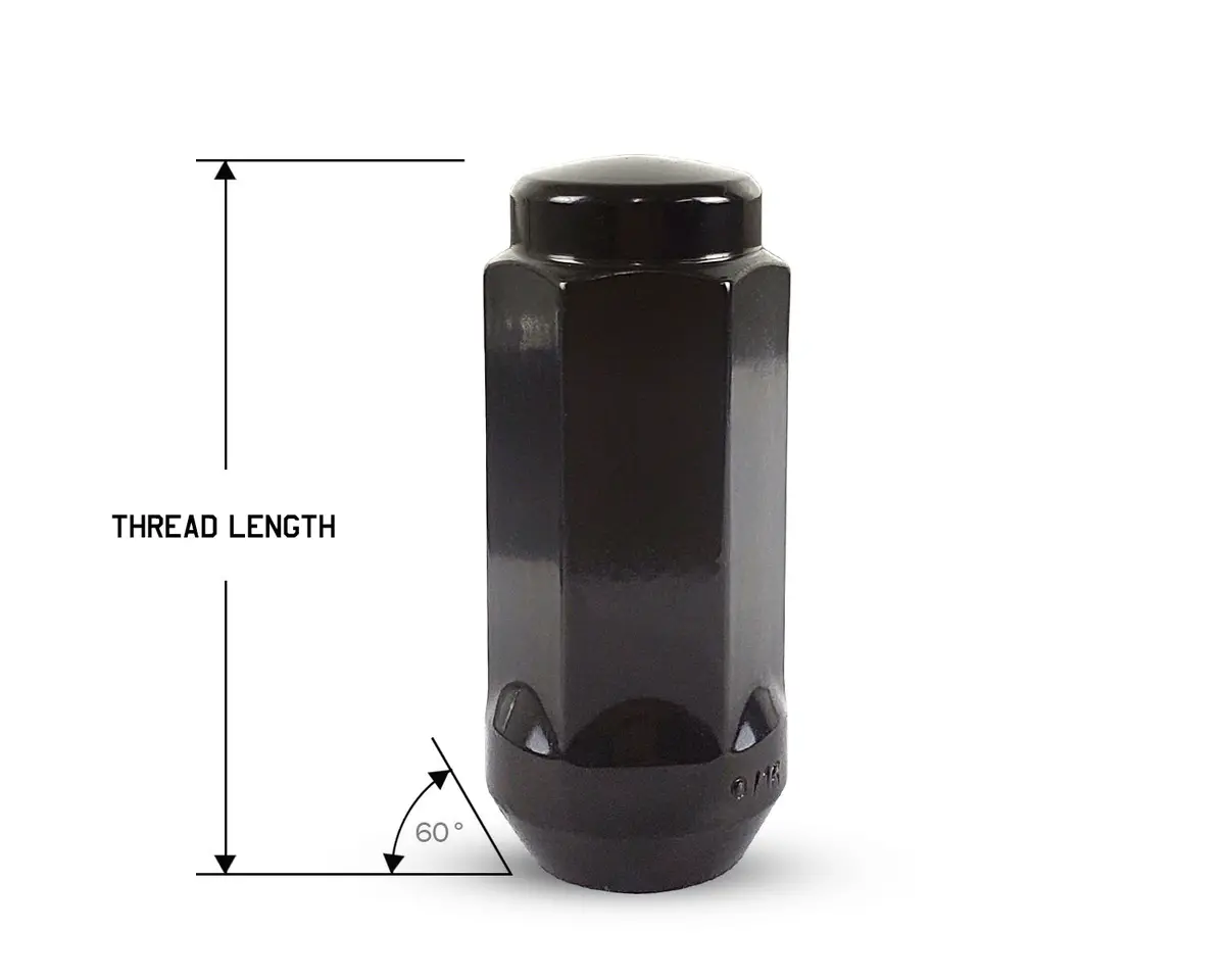 Perfectly Tight 3/4" Hex Lug Nut Tapered Seat 14X1.5 X 50Mm - Black Steel - 1 Piece 1