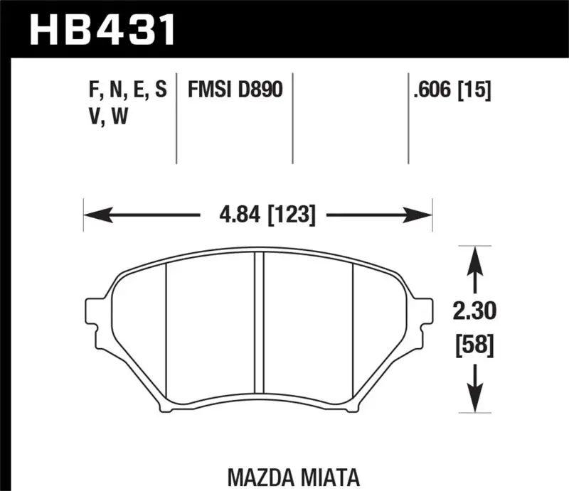Hawk Ht-10 Race Front Brake Pads – D890 Compound For 2001–2005 Mazda Miata With Sport Suspension 1