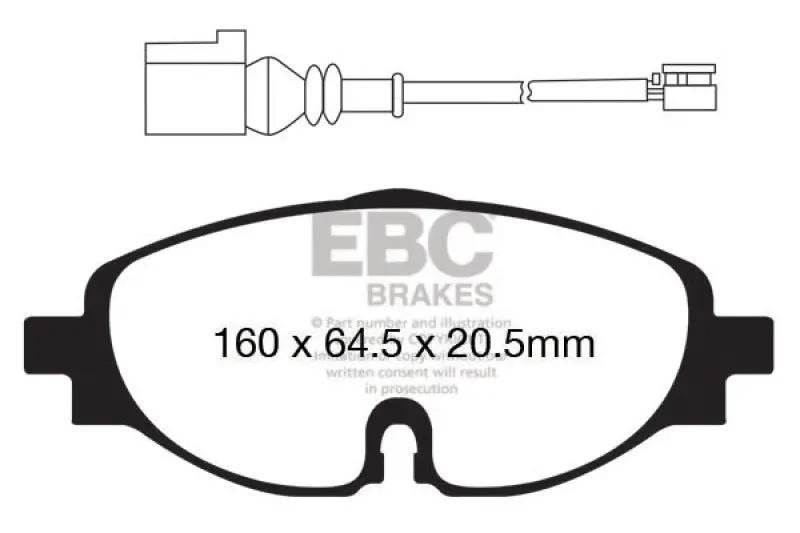 Ebc Redstuff Front Brake Pads For 2015–2019 Volkswagen Gti Mk7 1