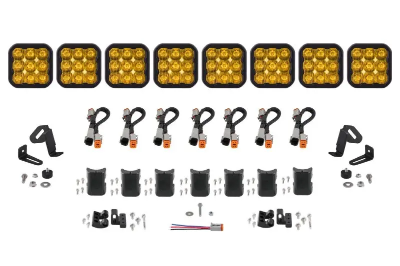Diode Dynamics Ss5 Sport Universal Light Bar – 8-Pod Crosslink Mount, Yellow Driving Lights 1