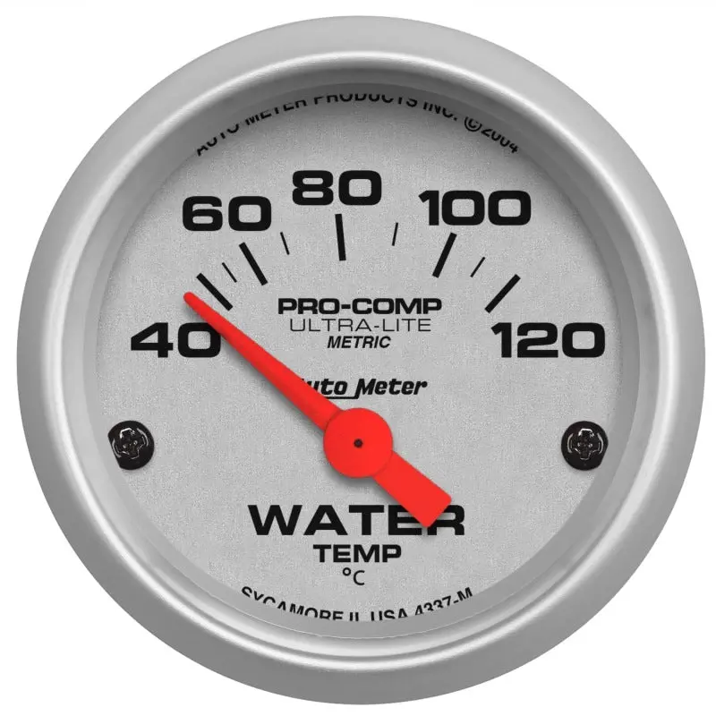 Autometer Ultra-Lite 52Mm 40-120 Deg C Short Sweep Electronic Water Temp Gauge 1