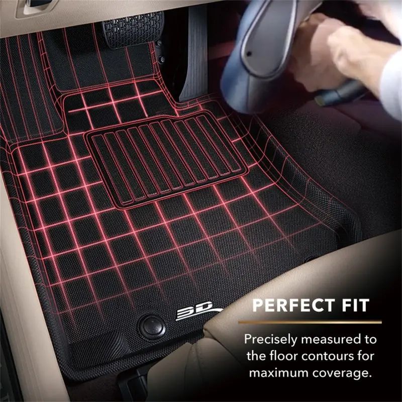 3D Maxpider Kagu All-Weather Floor Mat Set For 2014–2019 Toyota Highlander With Bucket 2Nd Row – Black 2