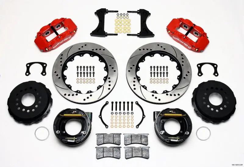 Wilwood Narrow Superlite 4R Rear Parking Brake Kit – 14-Inch Drilled Rotor, Red Finish, 2.5-Inch Offset For Large Ford Axles 1
