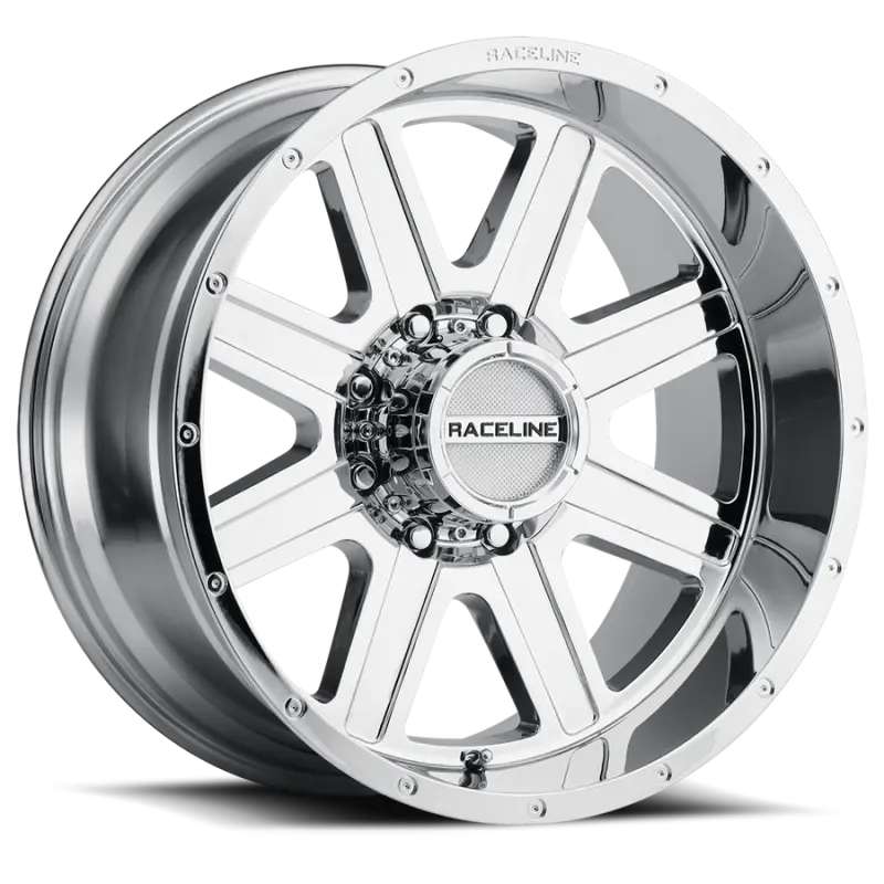 Raceline Hostage 18X9-Inch Chrome Wheel — 8X180 Bolt Pattern, 12Mm Offset, 124.2Mm Bore 1