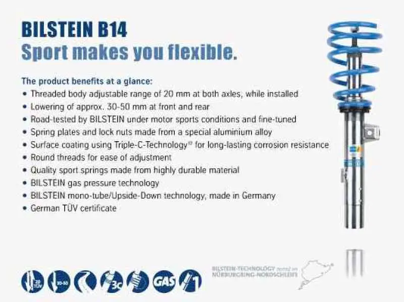 Bilstein B14 Performance Suspension Kit For 2002 Mercedes-Benz C230 Kompressor (Front & Rear) 1