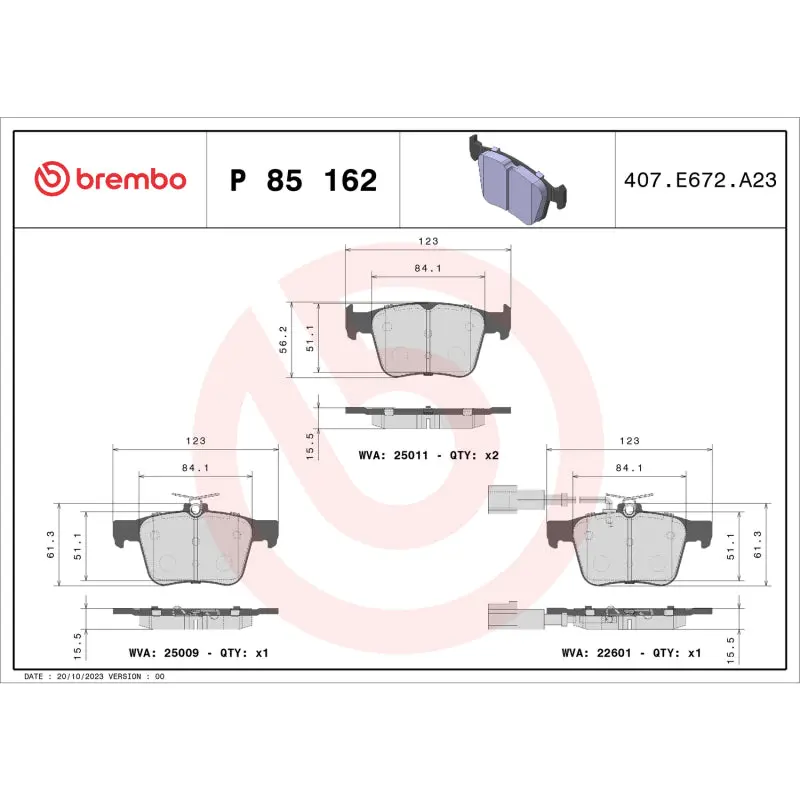 Brembo Low-Metallic Rear Brake Pads For 2018–2020 Audi Rs3 And Tt Rs Quattro 1