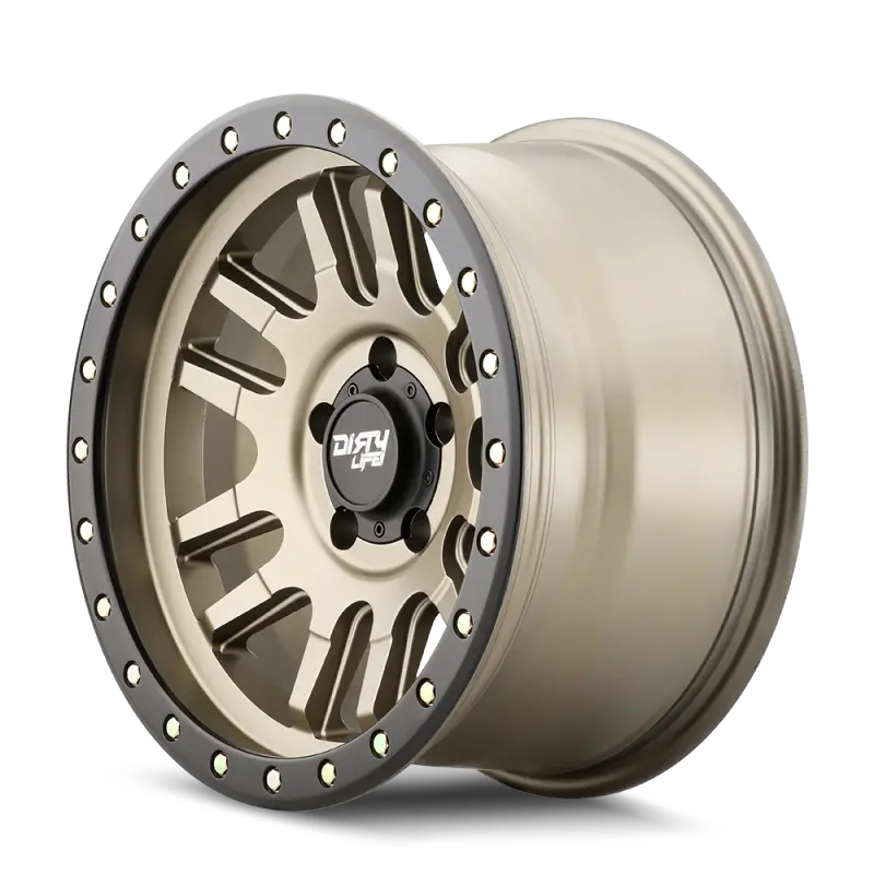 Dirty Life Canyon Pro Beadlock Wheel – 17X9 Inch, 6X139.7 Bolt Pattern, -12Mm Offset, 106Mm Hub Bore, Satin Gold 1