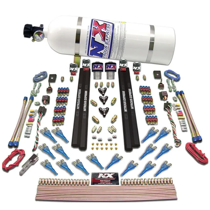 Nitrous Express Shark Dual-Stage Nitrous System: 200–1200 Hp Kit With 15-Lb Bottle & 16 Nozzles 1