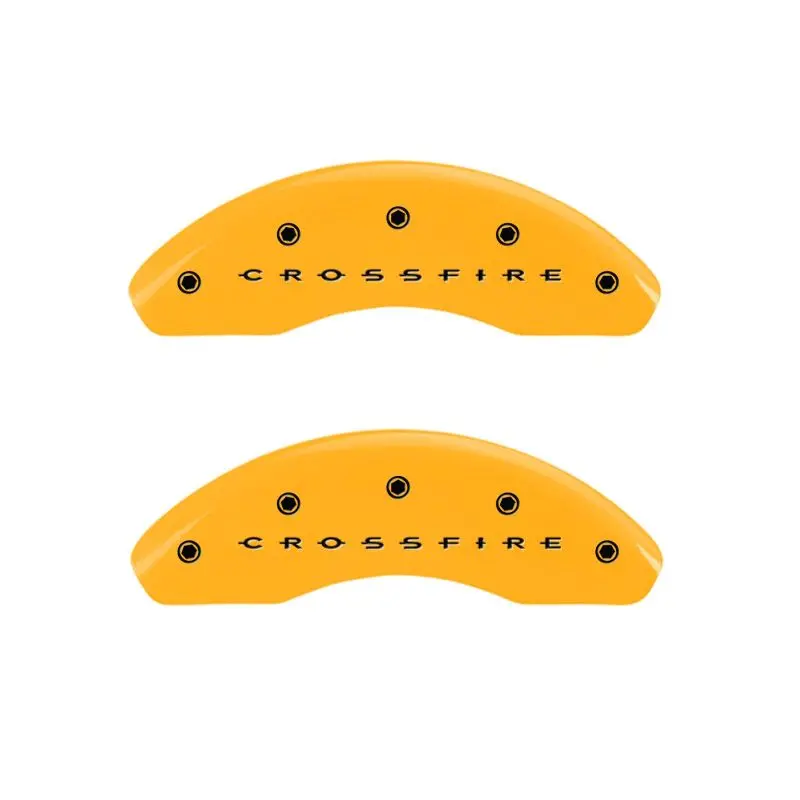 Mgp Engraved 4-Piston Caliper Covers For 2004 Chrysler Crossfire – Yellow Finish On Black/Charcoal 1