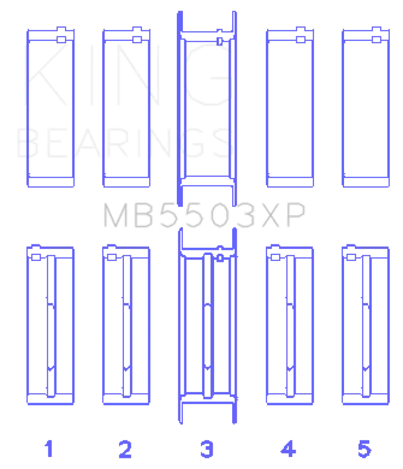 King Crankshaft Main Bearing Set For Ford 351 Cleveland 5.8L V8 – 16-Valve, Set Of 5 2