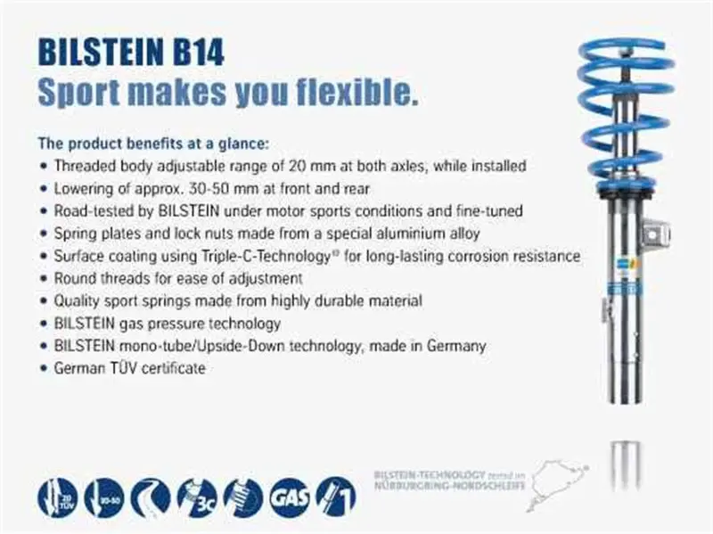 Bilstein B14 Performance Suspension Kit For 2002 Mercedes-Benz C230 Kompressor (Front & Rear) 2