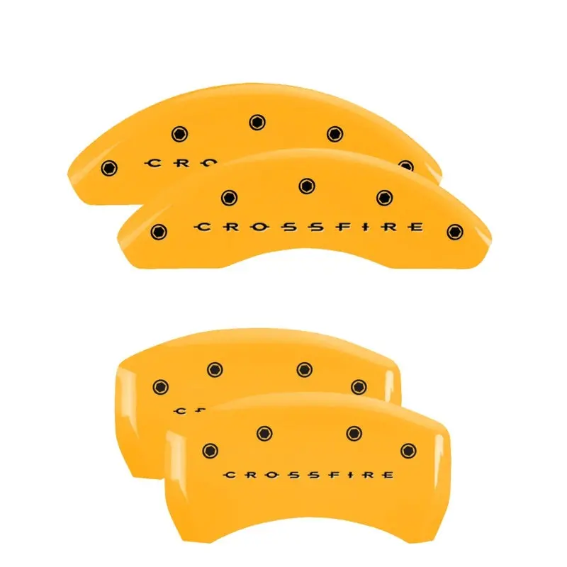 Mgp Engraved 4-Piston Caliper Covers For 2004 Chrysler Crossfire – Yellow Finish On Black/Charcoal 2