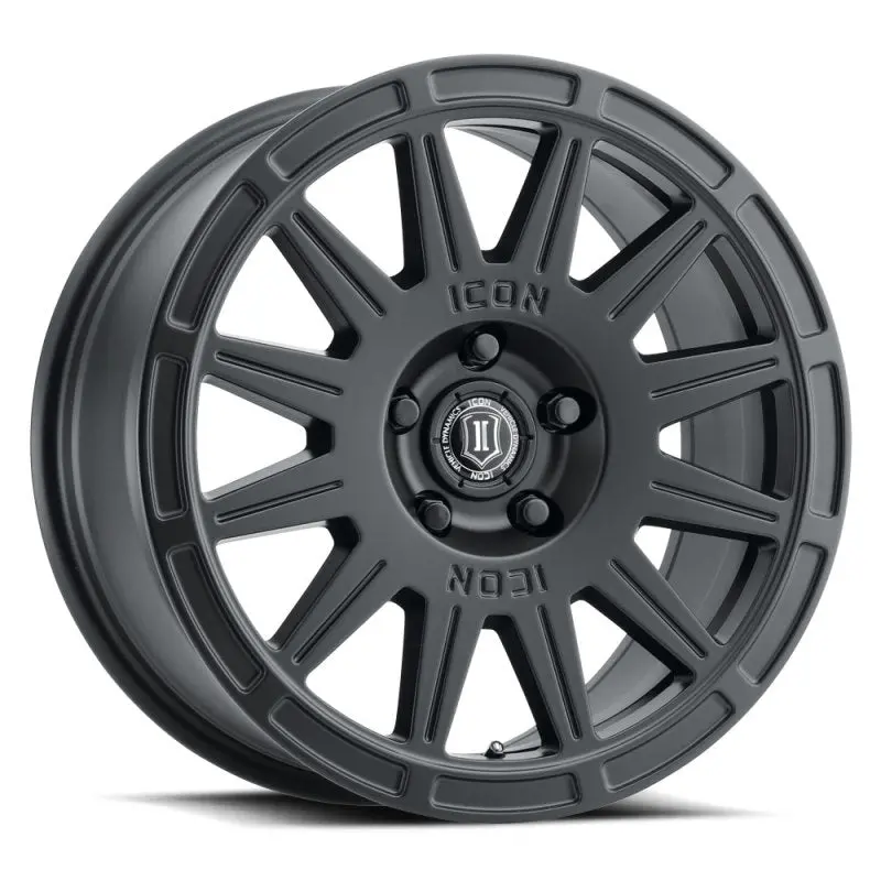 Icon Ricochet Satin Black Wheel – 17X8, 5X108, +38Mm Offset, 6-Inch Backspace 1