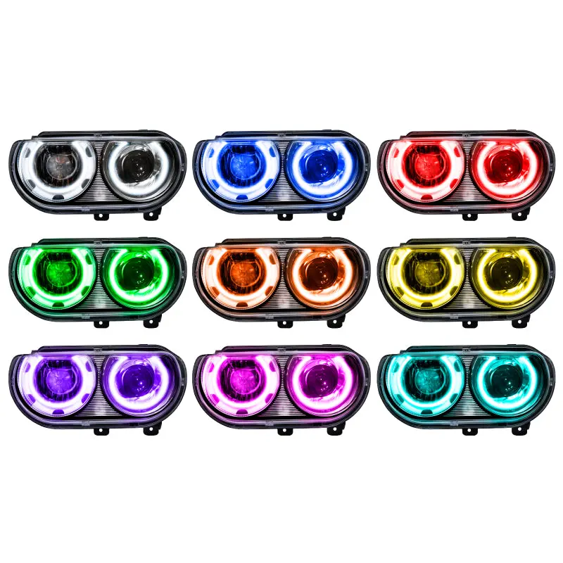 Oracle Colorshift Led Headlight Kit For 2008–2014 Dodge Challenger – Hid-Style With Controller 1