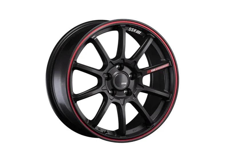 Ssr Gtv05 Alloy Wheel – 19X8", 5X114.3 Pcd, +45 Offset – Flat Black With Red Accented Lip 1