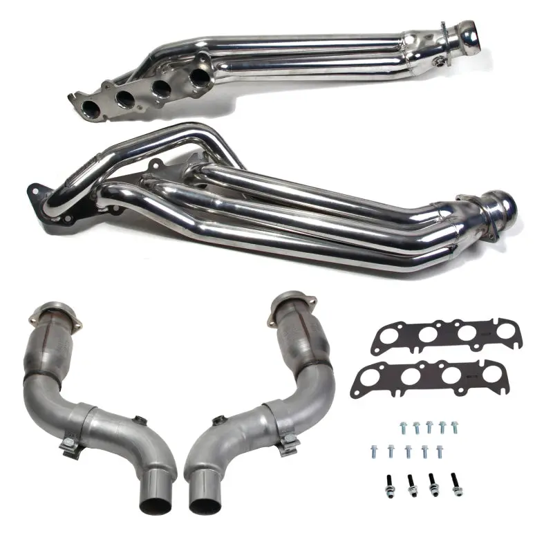 Bbk Long-Tube Headers With Catted Mid-Pipe For 2015–2023 Ford Mustang Gt 5.0L – Silver Ceramic Coating 1